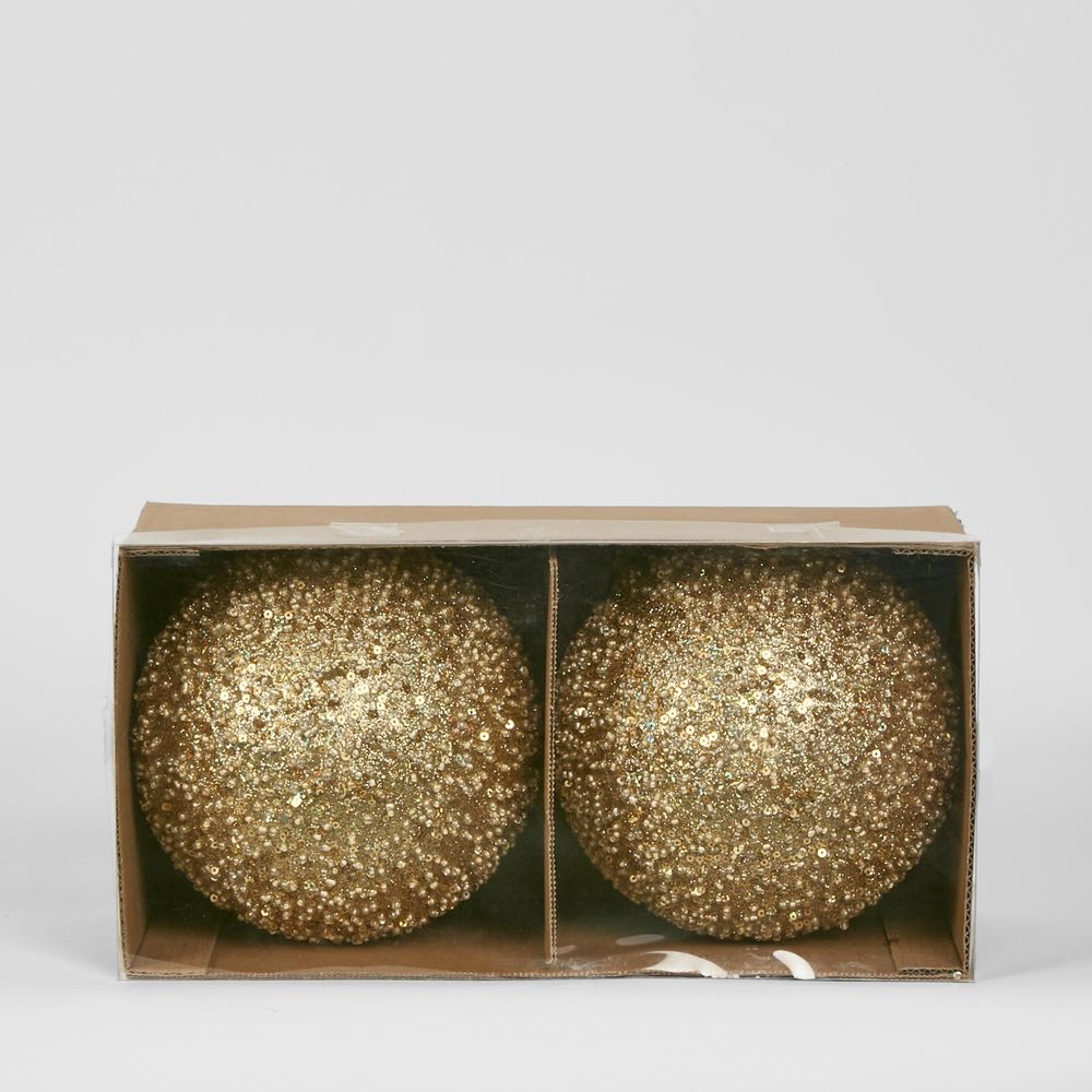 Gold Crush Bauble Lge (Set Of 2)