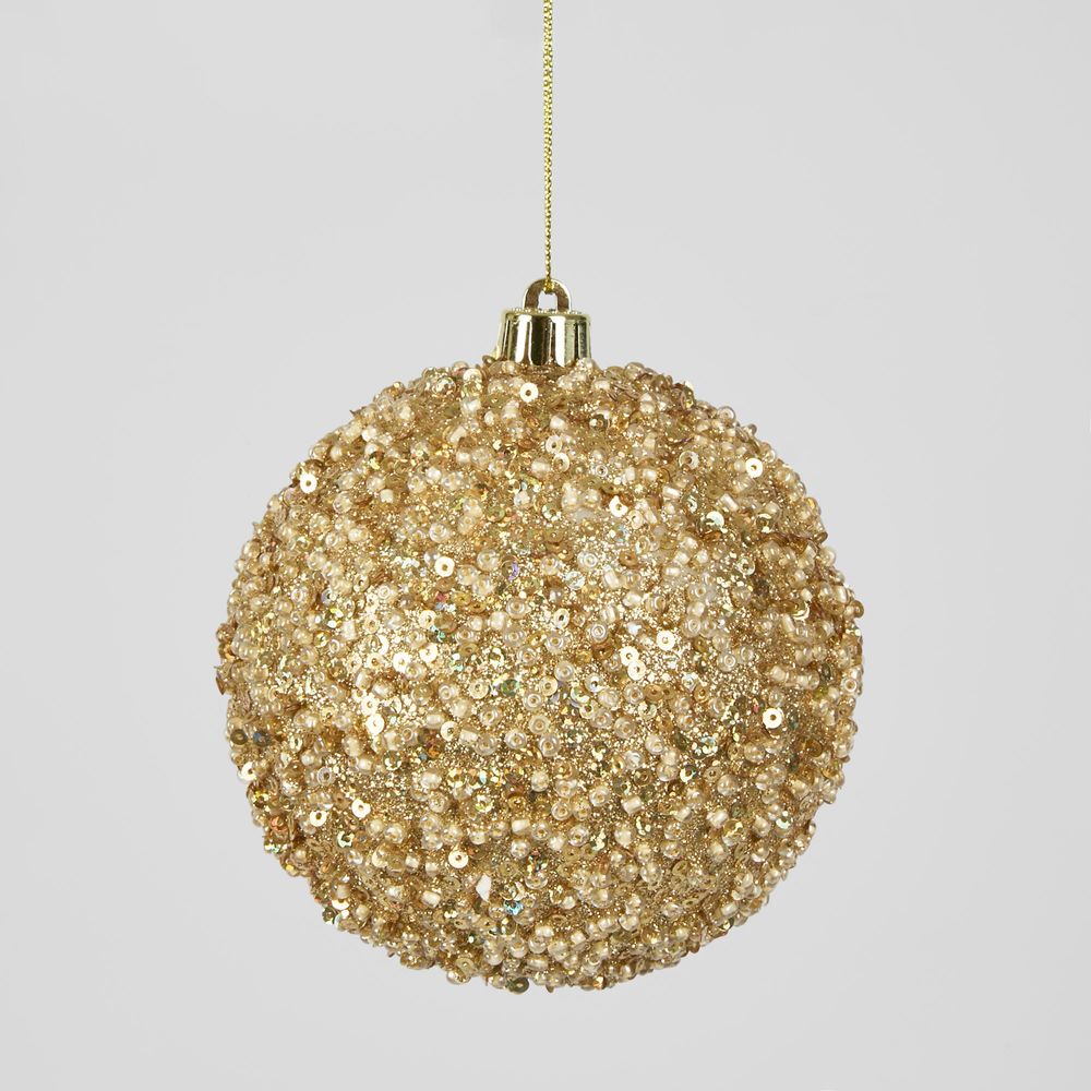 Gold Crush Bauble Med (Set Of 4)