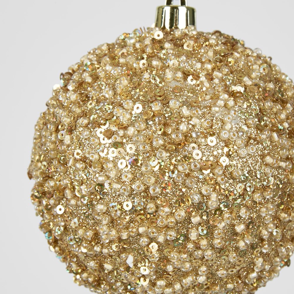 Gold Crush Bauble Med (Set Of 4)