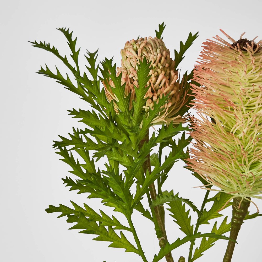 Banksia Spray With Bud And Leaf 80Cm Pink