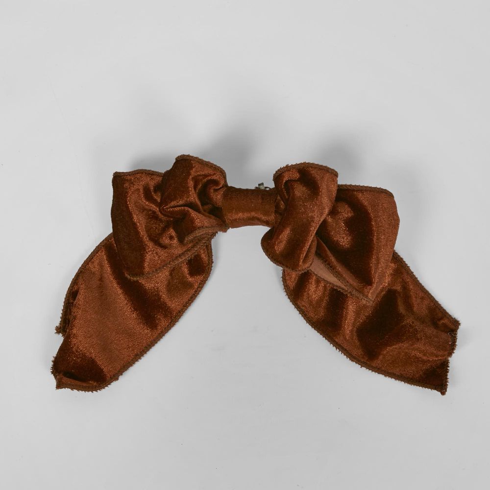 Velvet Clip On Bow Sml Bronze