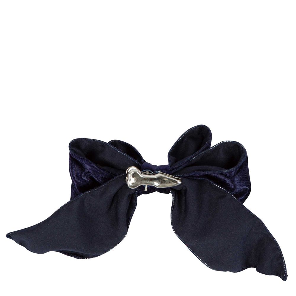 Velvet Clip On Bow Sml Navy