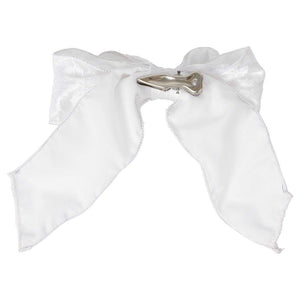 Velvet Clip On Bow Sml White