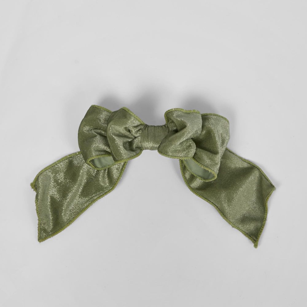 Velvet Clip On Bow Sml Green