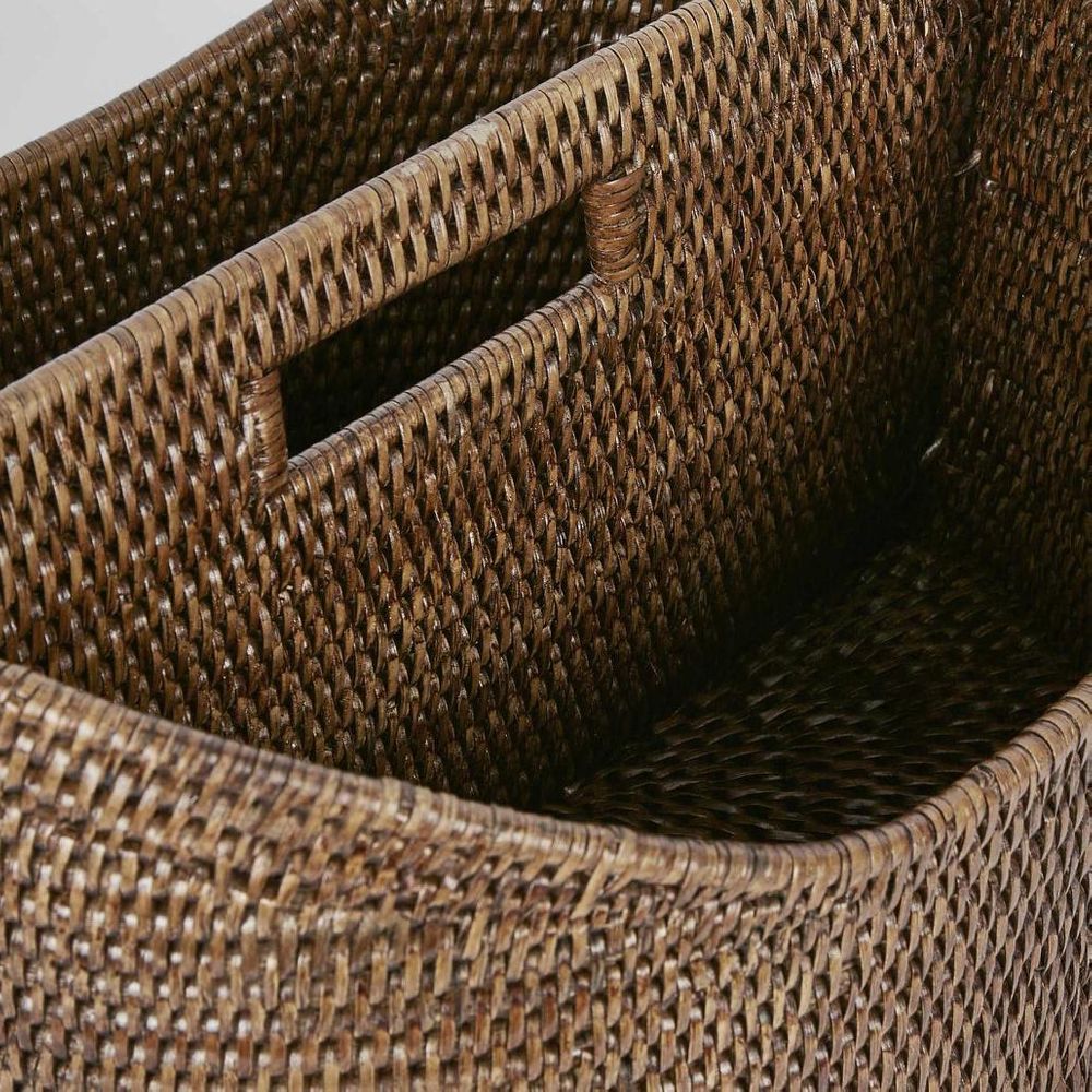 Paume Rattan Magazine Holder Antique Brown