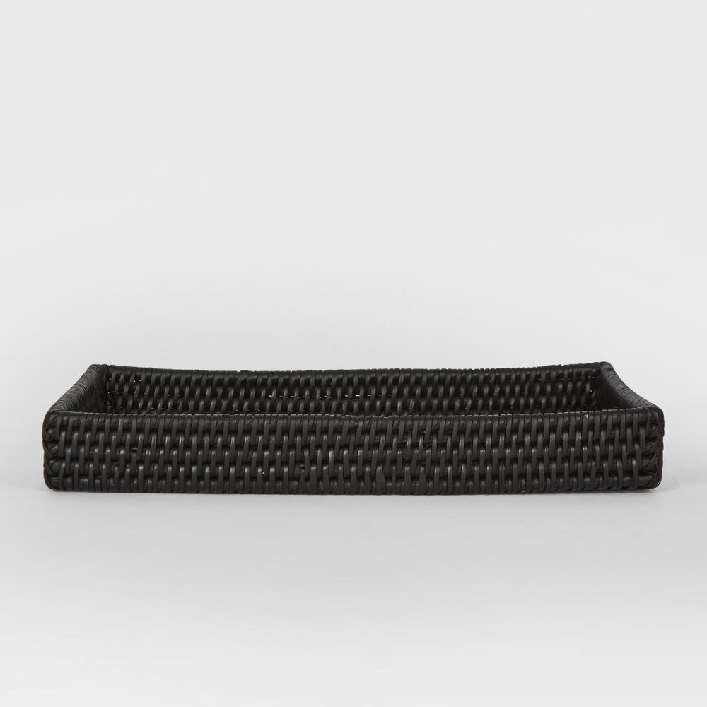 Paume Rattan Tidy Tray Black