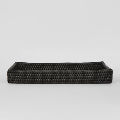 Paume Rattan Tidy Tray Black