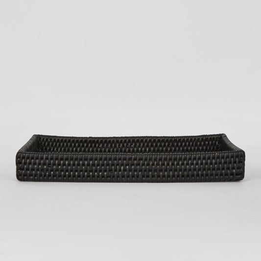 Paume Rattan Tidy Tray Black