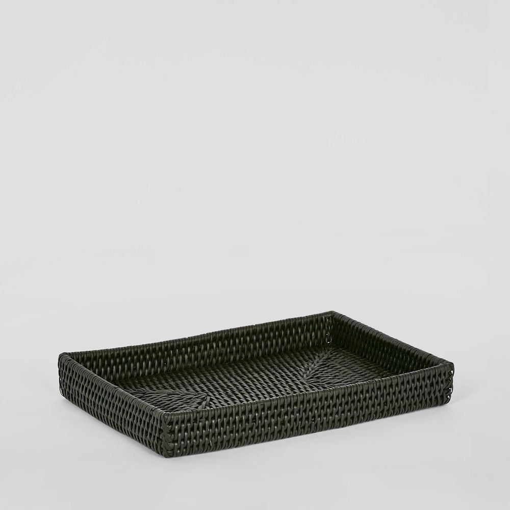 Paume Rattan Tidy Tray Black