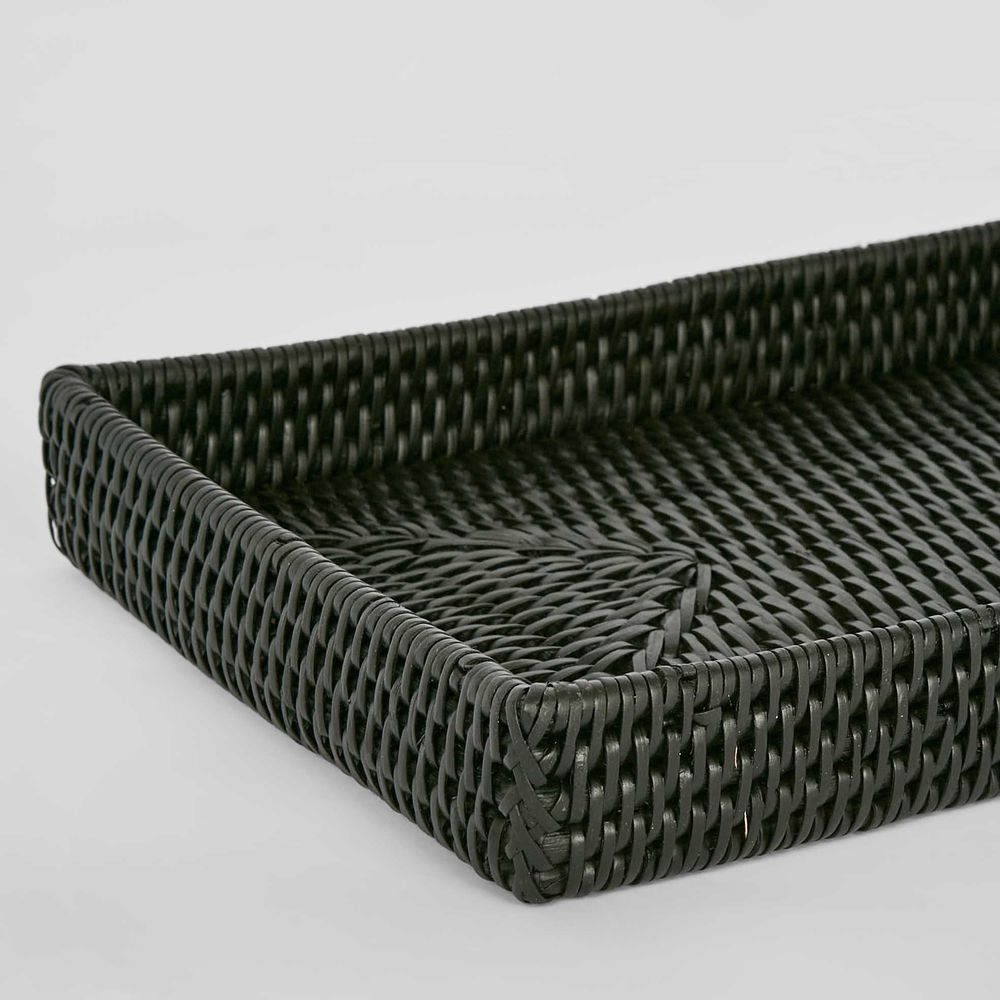 Paume Rattan Tidy Tray Black