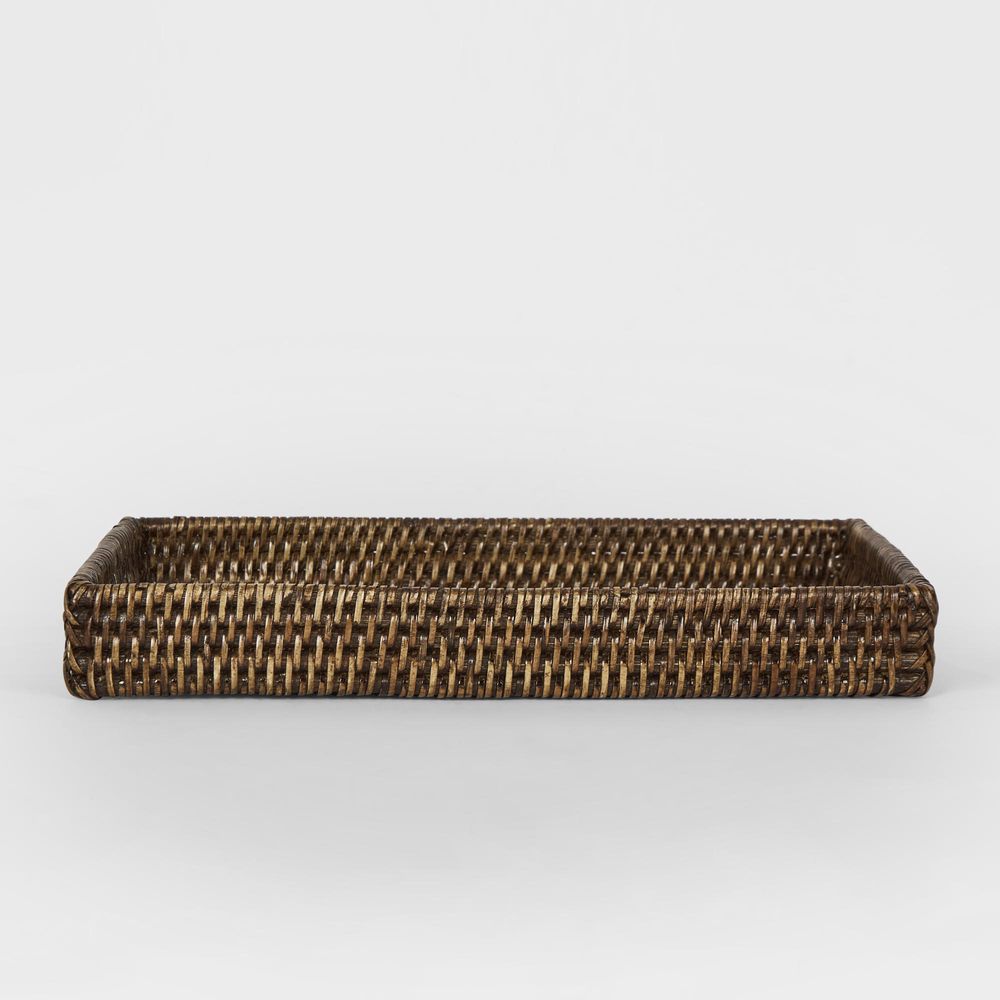 Paume Rattan Tidy Tray Antique Brown