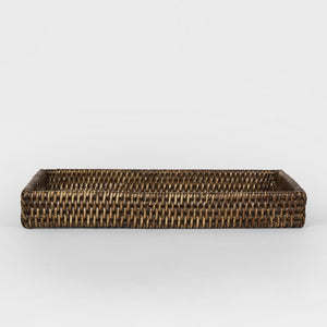 Paume Rattan Tidy Tray Antique Brown