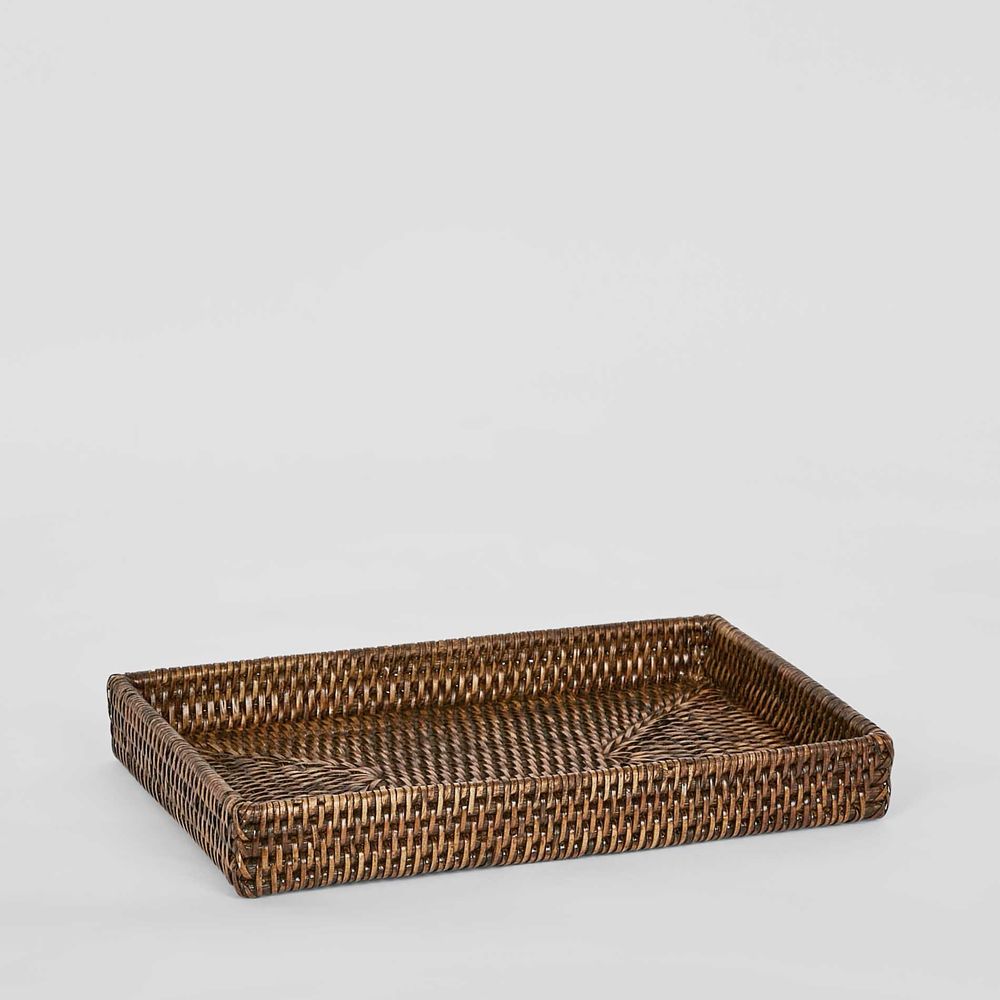 Paume Rattan Tidy Tray Antique Brown