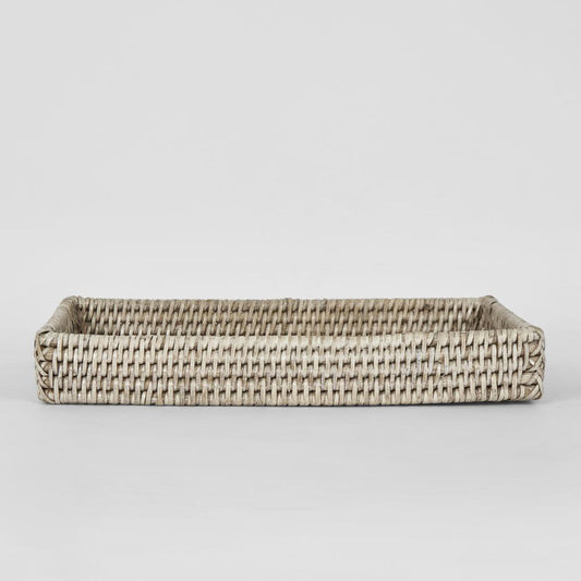 Paume Rattan Tidy Tray White Wash