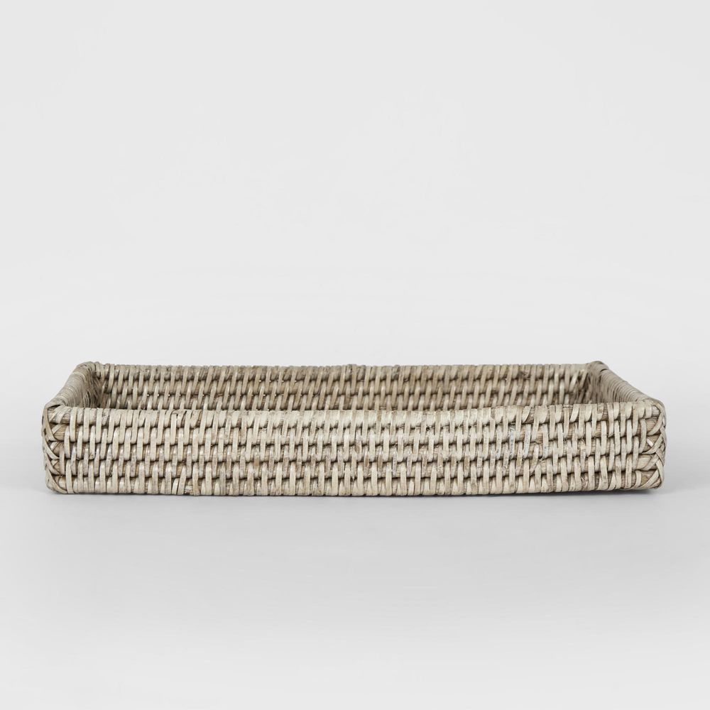 Paume Rattan Tidy Tray White Wash