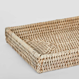 Paume Rattan Tidy Tray White Wash