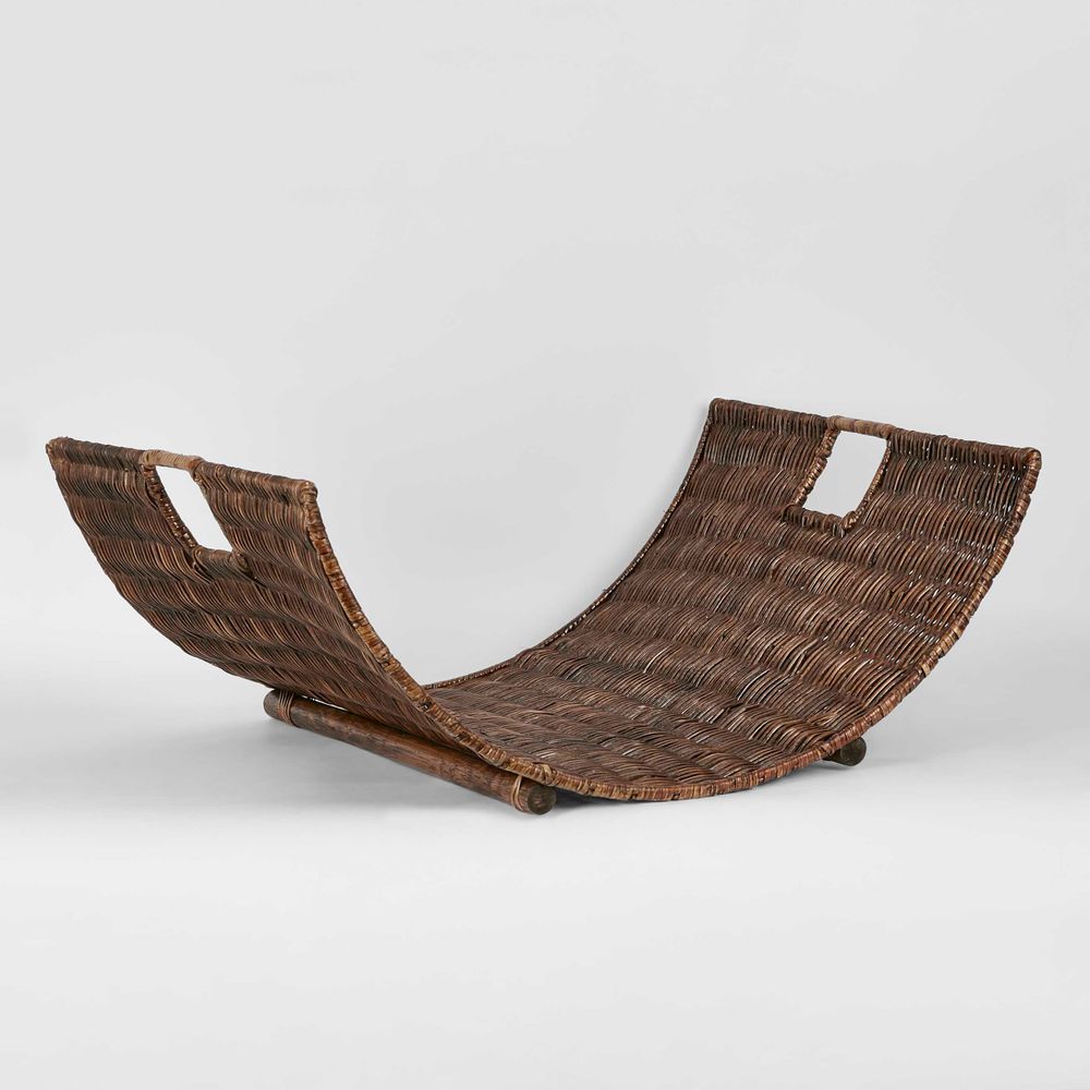 Woven Rattan Fire Basket Antique Brown