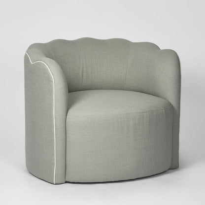 Camille Scallop Armchair Seafoam With White Piping