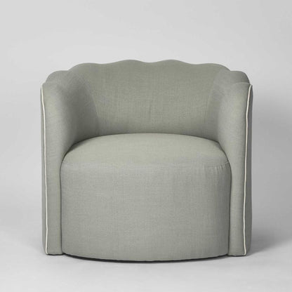 Camille Scallop Armchair Seafoam With White Piping
