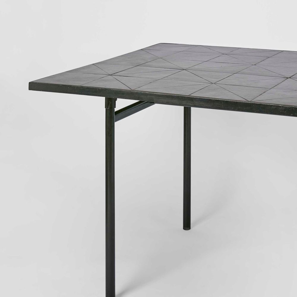 Sheffield Iron/Tiled Dining Table Black -Outdoor