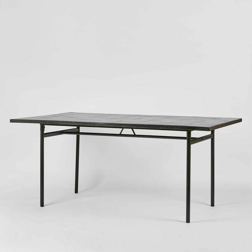 Sheffield Iron/Tiled Dining Table Black -Outdoor