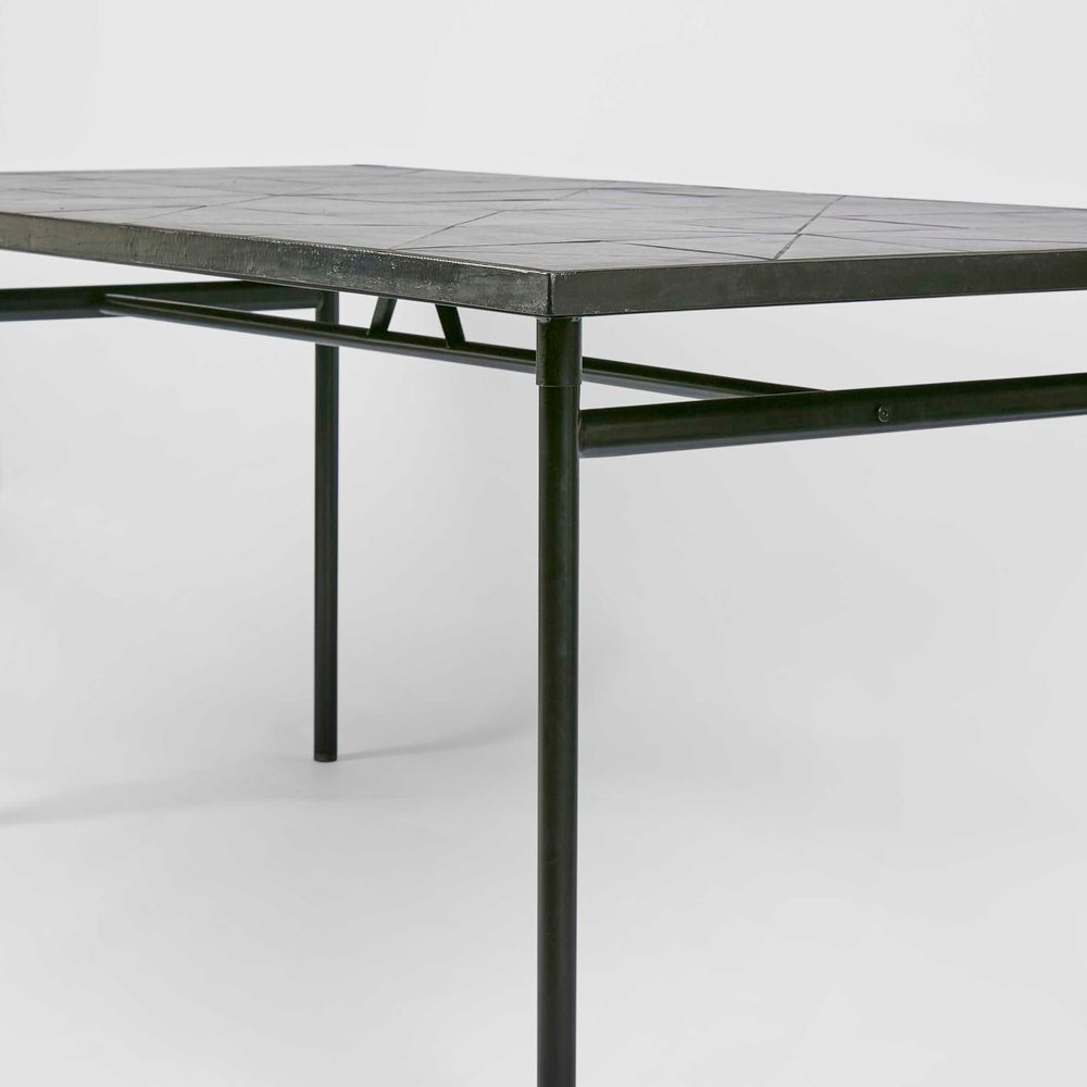 Sheffield Iron/Tiled Dining Table Black -Outdoor