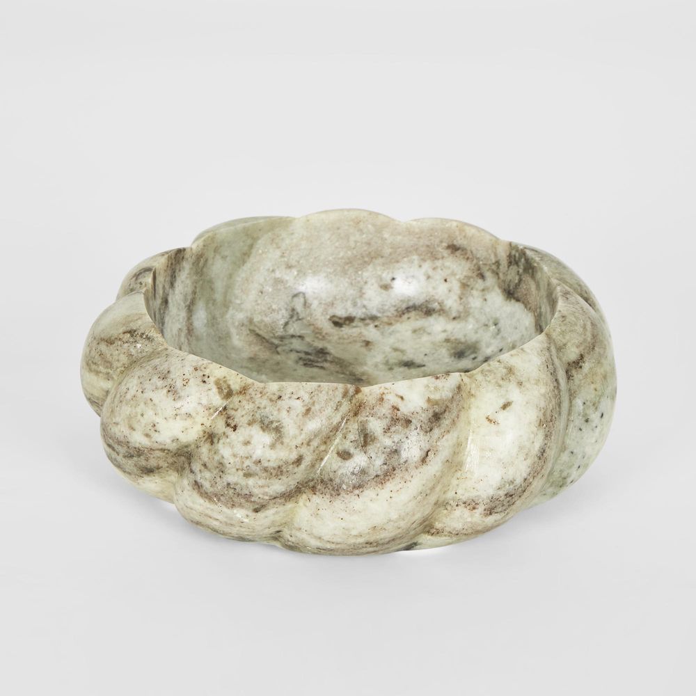 Twist Marble Bowl Beige & White Small