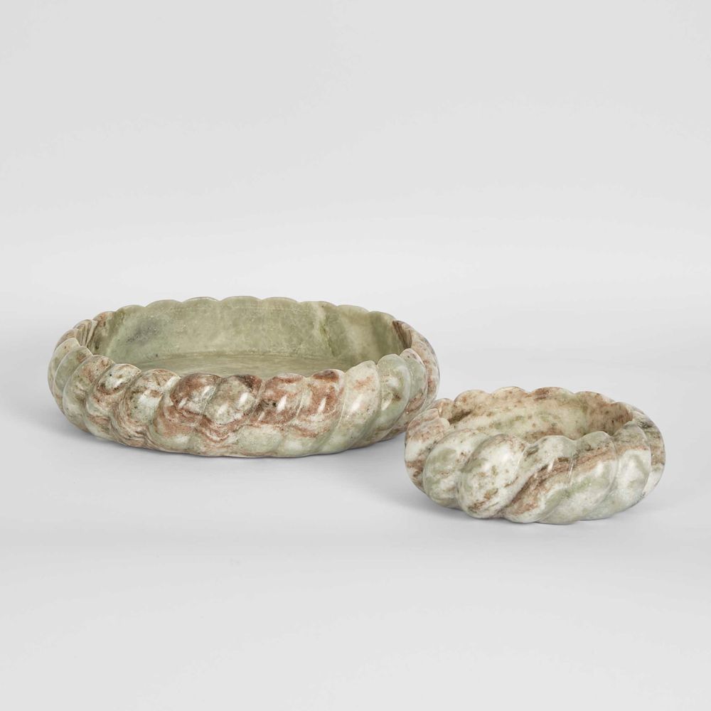 Twist Marble Bowl Beige & White Small