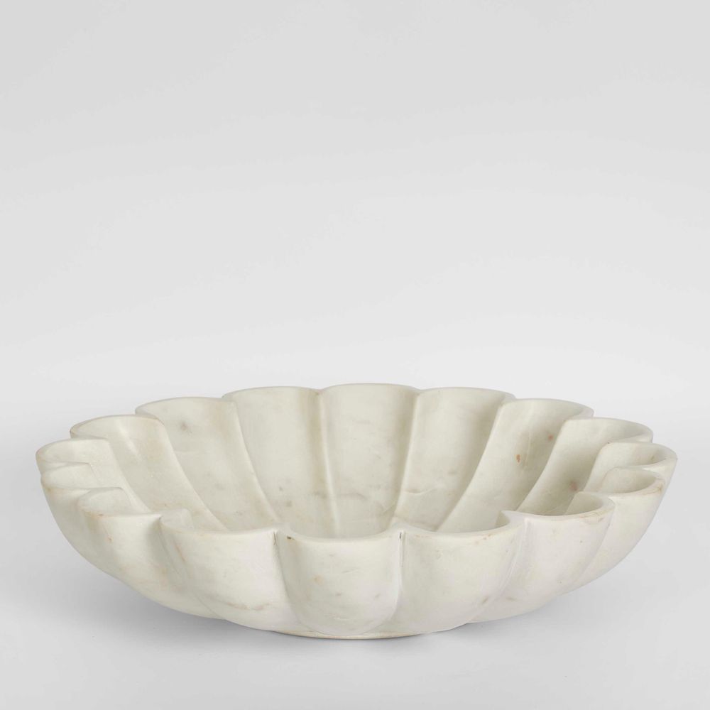 Flora Marble Bowl White Large