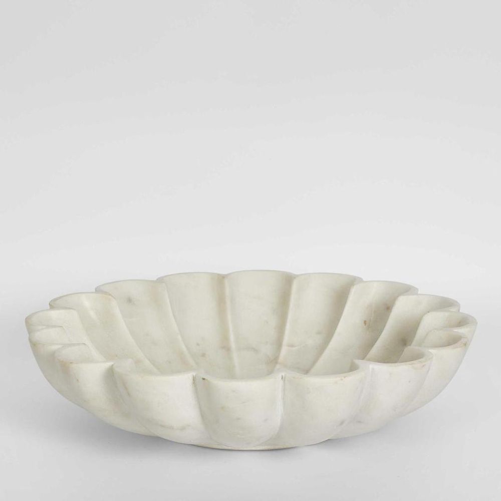 Flora Marble Bowl White Large