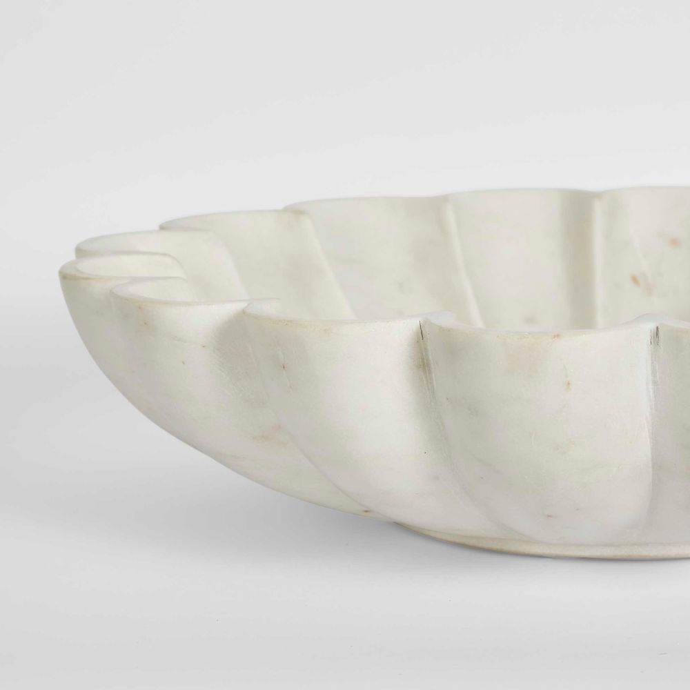 Flora Marble Bowl White Large