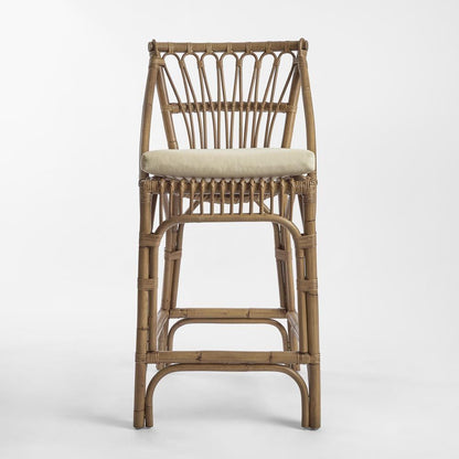Cayman Rattan Hamptons Barstool Natural W/Cream Cushions & Footrest