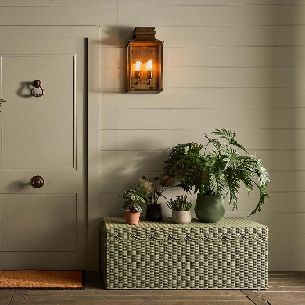 Belle Rattan Storage Bench Green