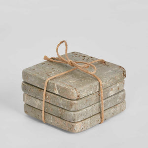 Graze Travertine Coaster Set 4 Round Rust