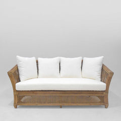 Cayman 2 Seat Rattan Sofa Cream Cushion
