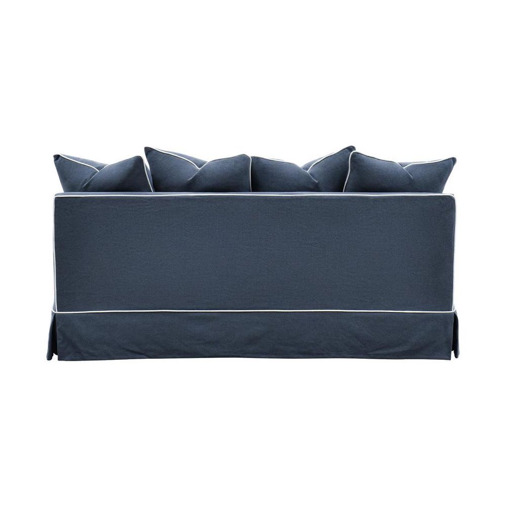 Slip Cover Only - Noosa Hamptons 2.5 Seat Sofa Navy W/White Piping