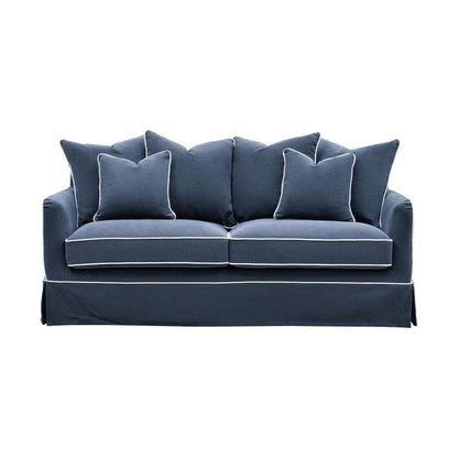 Slip Cover Only - Noosa Hamptons 2.5 Seat Sofa Navy W/White Piping