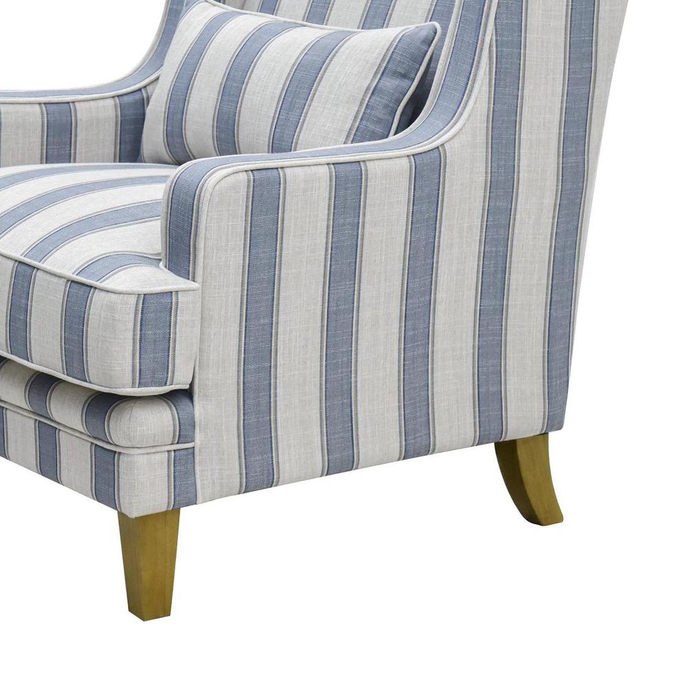 Bondi Hamptons Armchair Blue Sky Stripe W/Blue Piping