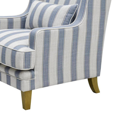 Bondi Hamptons Armchair Blue Sky Stripe W/Blue Piping