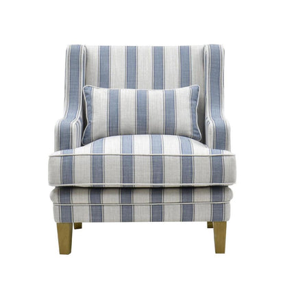 Bondi Hamptons Armchair Blue Sky Stripe W/Blue Piping