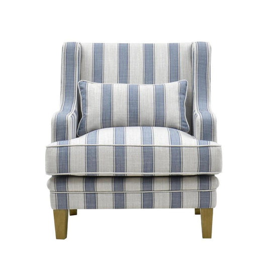 Bondi Hamptons Armchair Blue Sky Stripe W/Blue Piping