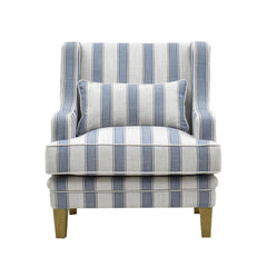 Bondi Hamptons Armchair Blue Sky Stripe W/Blue Piping