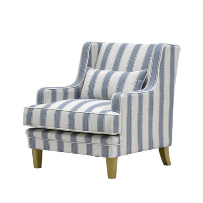 Bondi Hamptons Armchair Blue Sky Stripe W/Blue Piping