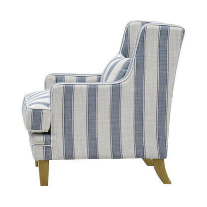 Bondi Hamptons Armchair Blue Sky Stripe W/Blue Piping