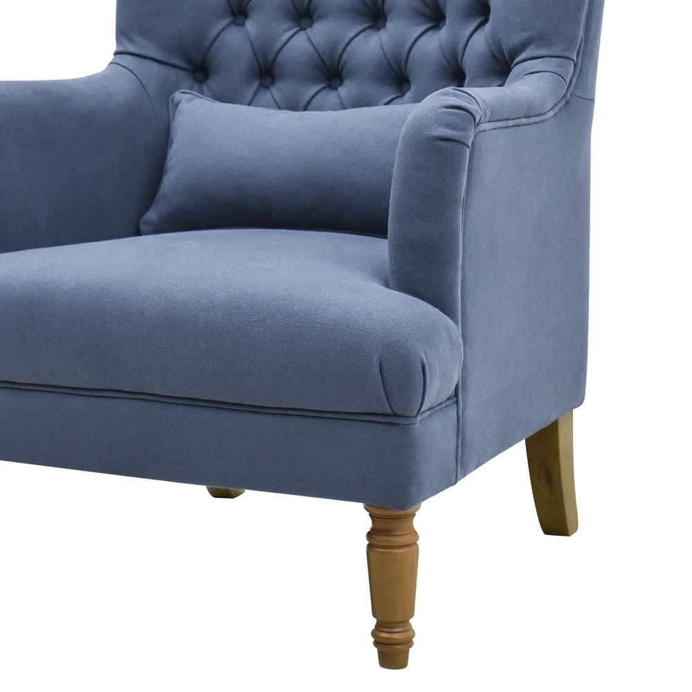 Bayside Hamptons Buttoned Armchair Navy Linen Blend