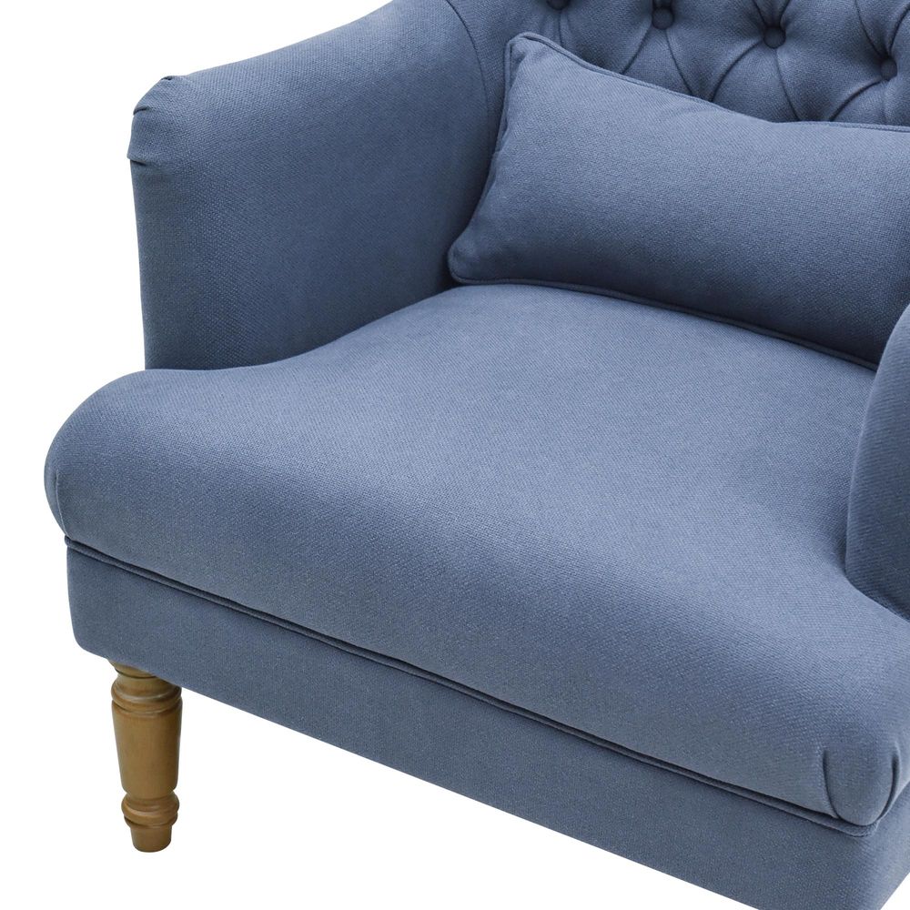 Bayside Hamptons Buttoned Armchair Navy Linen Blend