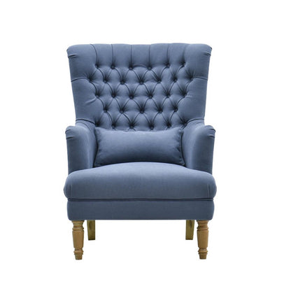 Bayside Hamptons Buttoned Armchair Navy Linen Blend