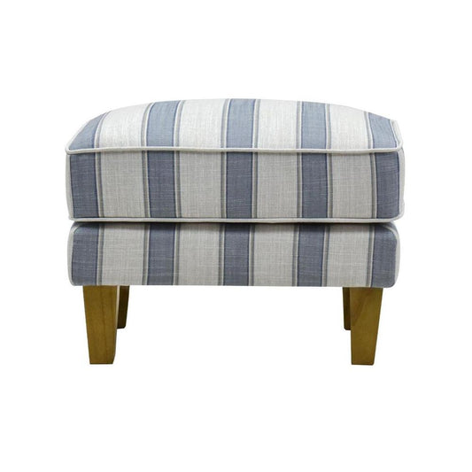 Bondi Hamptons Ottoman Blue Sky Stripe W/Blue Piping