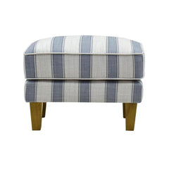 Bondi Hamptons Ottoman Blue Sky Stripe W/Blue Piping