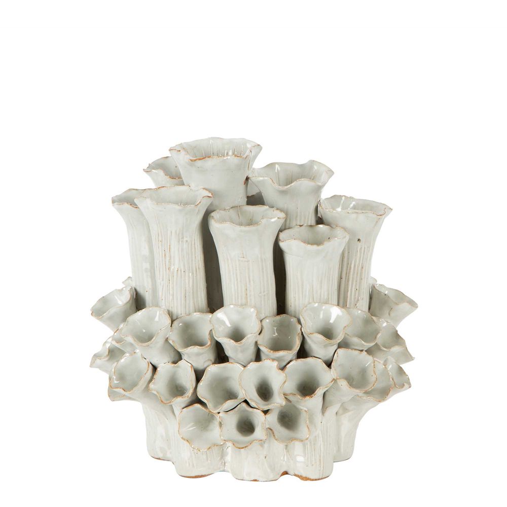 Tubular Coral Ceramic Vase White